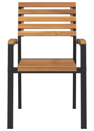Tuinstoelen 2 st stapelbaar massief acaciahout en metaal