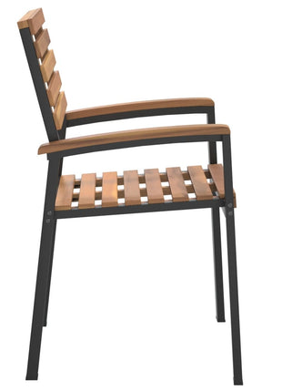 Tuinstoelen 2 st stapelbaar massief acaciahout en metaal