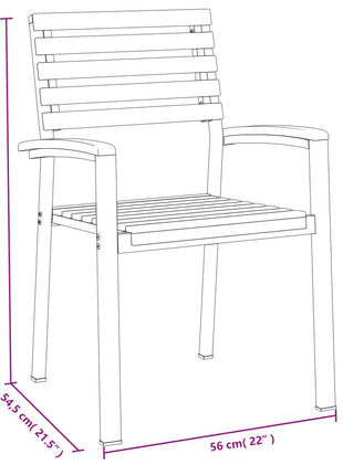 Tuinstoelen 2 st stapelbaar massief acaciahout en metaal