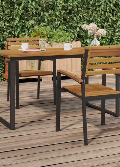 Tuinstoelen 2 st stapelbaar massief acaciahout en metaal