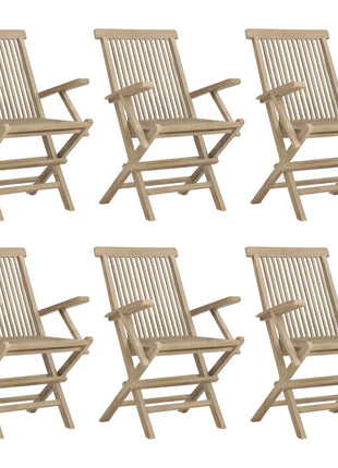 7-Delige Tuinset Massief Teakhout Grijs