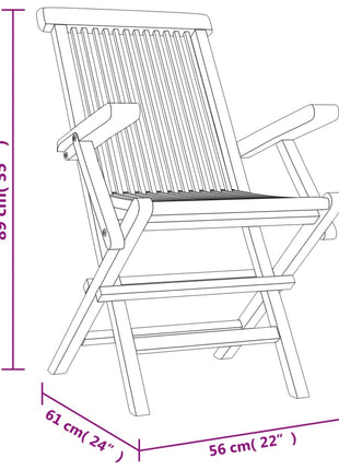 Tuinstoelen Inklapbaar 56X61X89 Cm Massief Teakhout Grijs