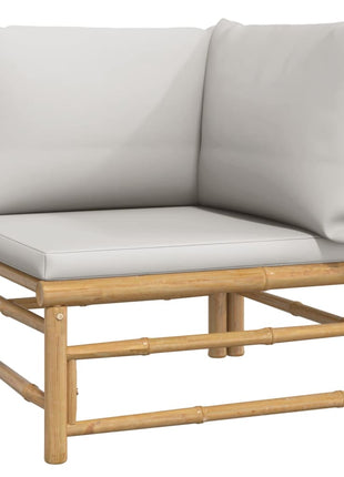 6-delige Loungeset met kussens bamboe lichtgrijs