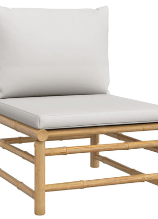 6-delige Loungeset met kussens bamboe lichtgrijs