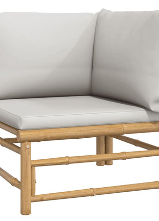 6-delige Loungeset met kussens bamboe lichtgrijs