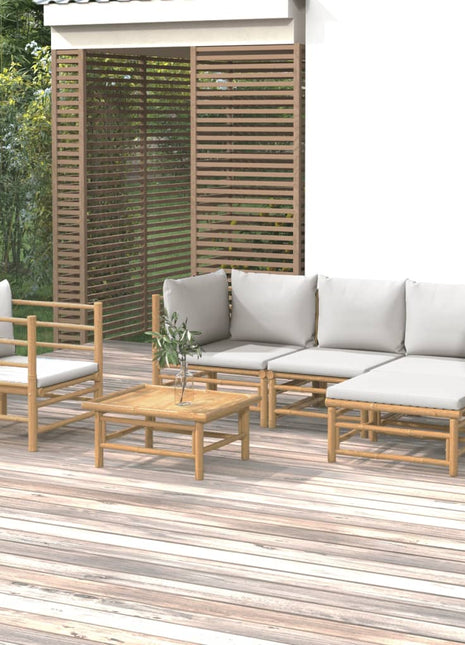 6-delige Loungeset met kussens bamboe lichtgrijs