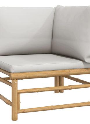 6-delige Loungeset met kussens bamboe lichtgrijs