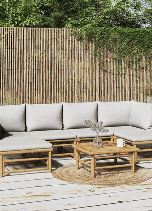 7-Delige Loungeset Met Lichtgrijze Kussens Bamboe