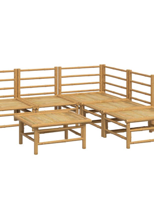 6-delige Loungeset met kussens bamboe lichtgrijs