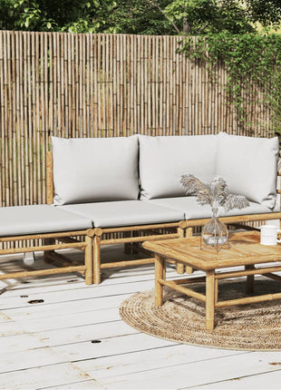 3-Delige Loungeset Met Kussens Bamboe
