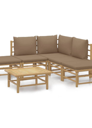 6-delige Loungeset met kussens bamboe taupe
