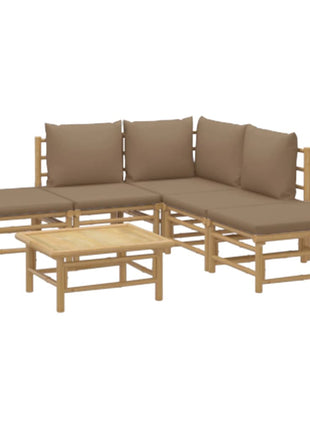 6-delige Loungeset met kussens bamboe taupe