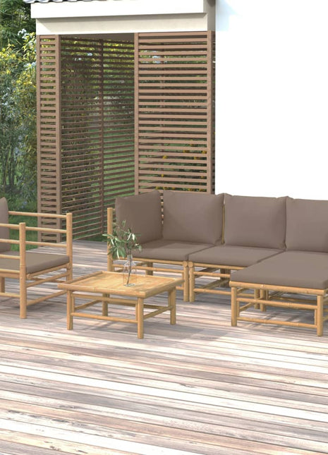 6-delige Loungeset met kussens bamboe taupe