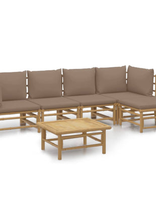 6-delige Loungeset met kussens bamboe taupe