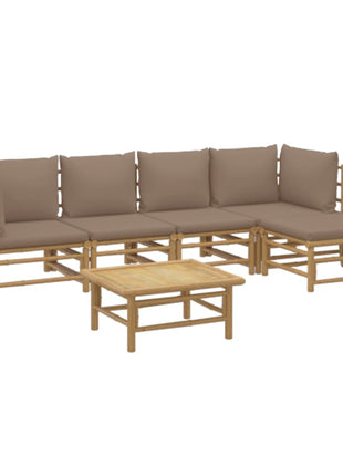 6-delige Loungeset met kussens bamboe taupe