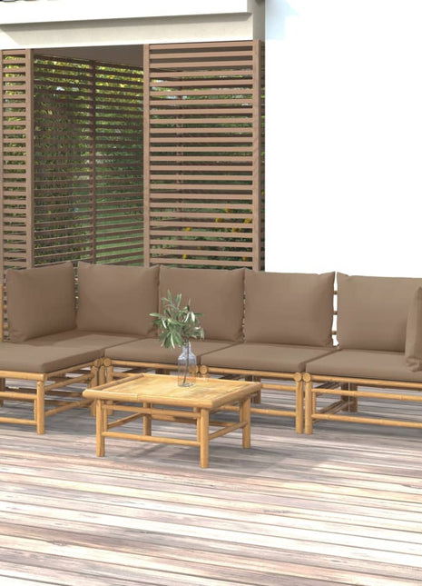 6-delige Loungeset met kussens bamboe taupe