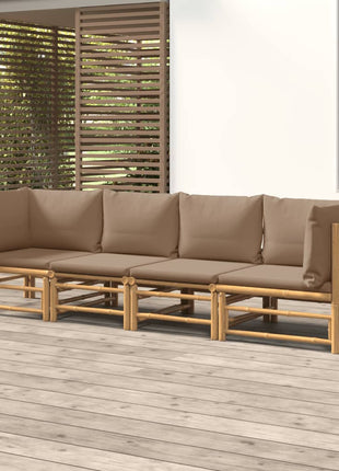 4-Delige Loungeset Met Kussens Bamboe