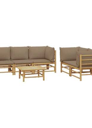 6-delige Loungeset met kussens bamboe taupe