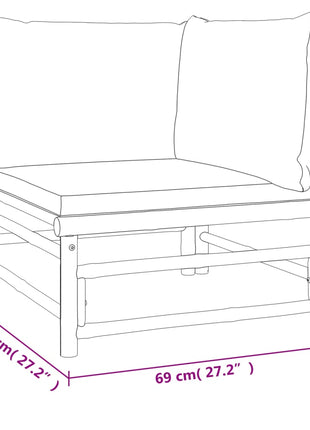 6-delige Loungeset met kussens bamboe taupe