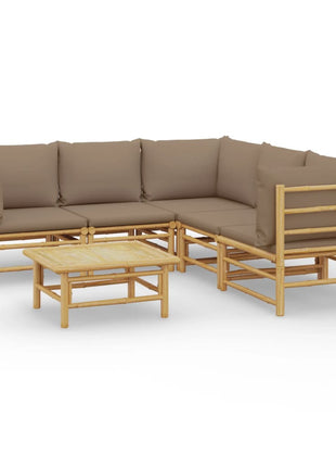 6-delige Loungeset met kussens bamboe taupe