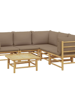 6-delige Loungeset met kussens bamboe taupe