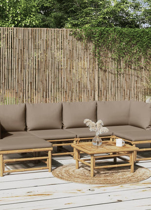 7-Delige Loungeset Met Lichtgrijze Kussens Bamboe