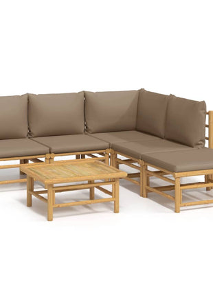 6-delige Loungeset met kussens bamboe taupe