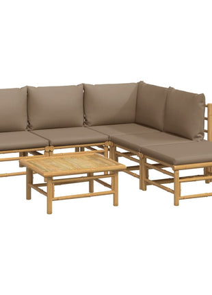 6-delige Loungeset met kussens bamboe taupe