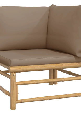 6-delige Loungeset met kussens bamboe taupe