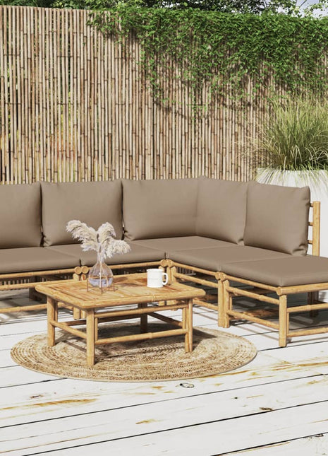 6-delige Loungeset met kussens bamboe taupe