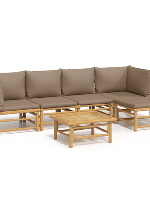 6-delige Loungeset met kussens bamboe taupe
