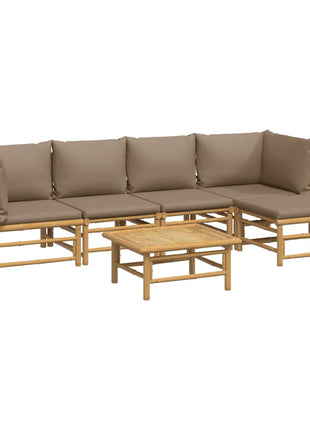 6-delige Loungeset met kussens bamboe taupe