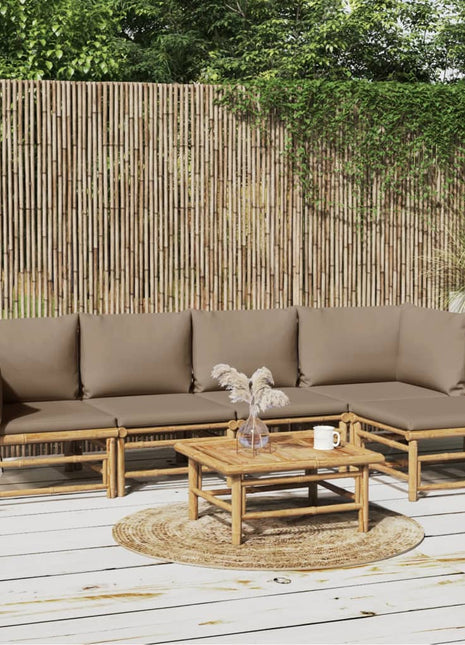6-delige Loungeset met kussens bamboe taupe