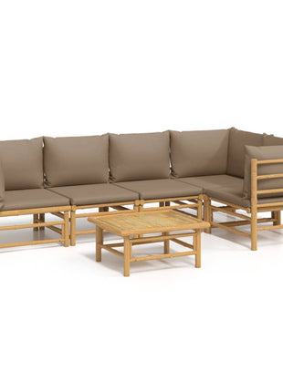 6-delige Loungeset met kussens bamboe taupe