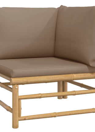 6-delige Loungeset met kussens bamboe taupe