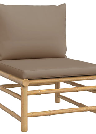 6-delige Loungeset met kussens bamboe taupe