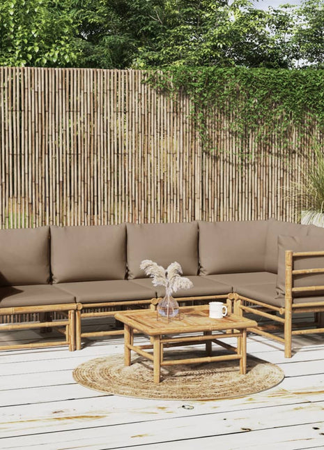 6-delige Loungeset met kussens bamboe taupe
