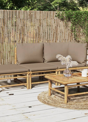 3-Delige Loungeset Met Kussens Bamboe