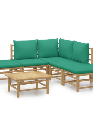 6-delige Loungeset met kussens bamboe groen