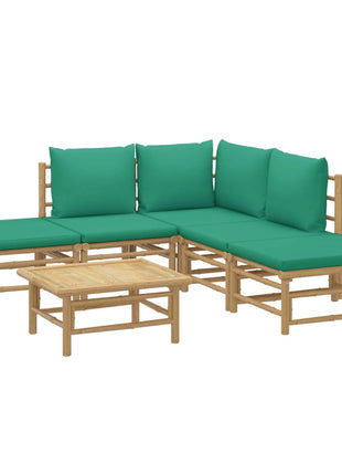 6-delige Loungeset met kussens bamboe groen