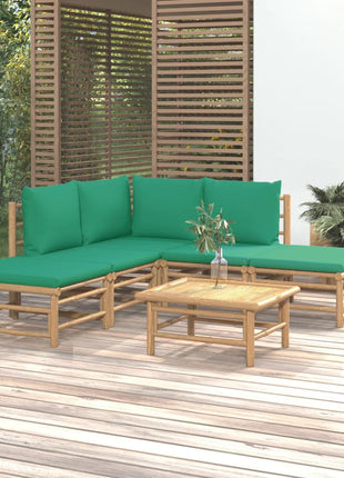 6-delige Loungeset met kussens bamboe groen