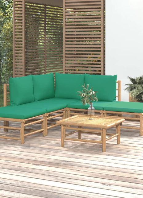 6-delige Loungeset met kussens bamboe groen