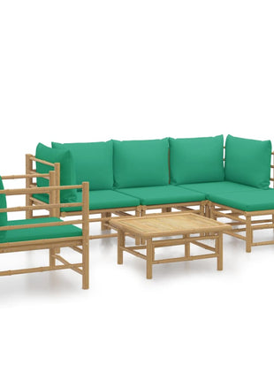 6-delige Loungeset met kussens bamboe groen