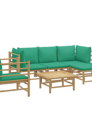 6-delige Loungeset met kussens bamboe groen