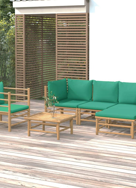6-delige Loungeset met kussens bamboe groen