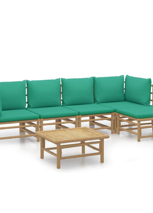 6-delige Loungeset met kussens bamboe groen