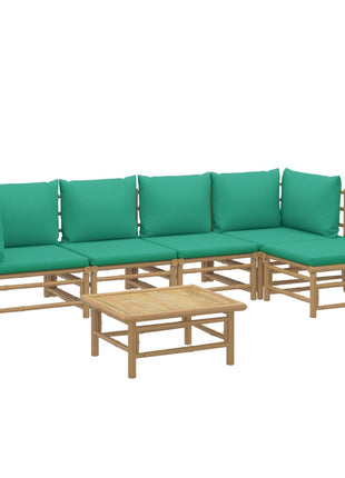 6-delige Loungeset met kussens bamboe groen