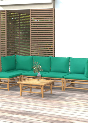 6-delige Loungeset met kussens bamboe groen