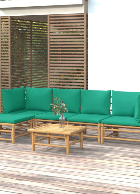 6-delige Loungeset met kussens bamboe groen