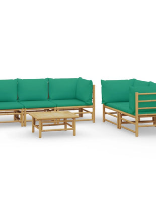 6-delige Loungeset met kussens bamboe groen